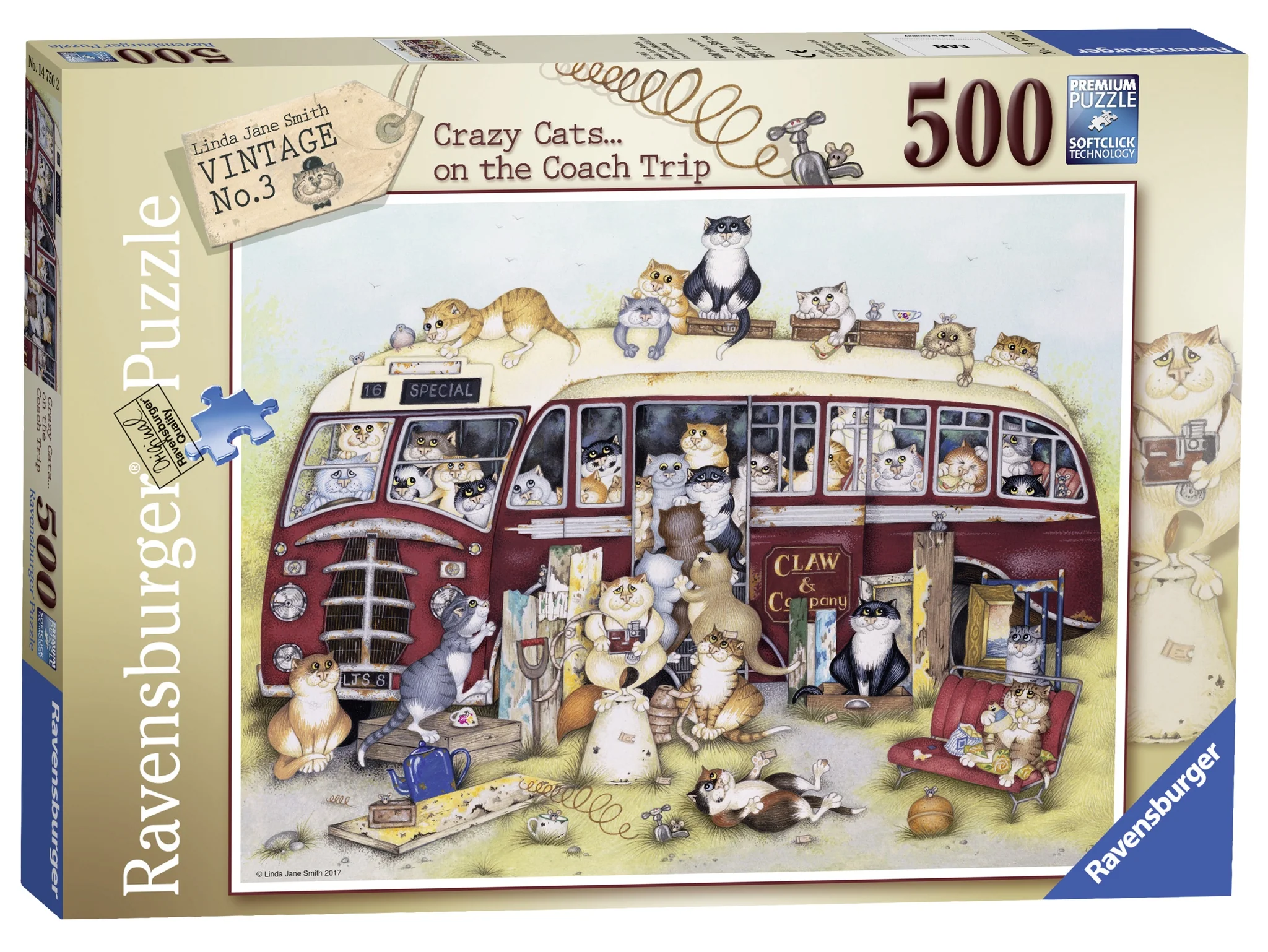 1981-ravensburger-crazy-cats-on-the-coach-trip-500-piece-jigsaw-1.webp Ravensburger - Crazy Cats... On the Coach Trip 500 Piece Jigsaw