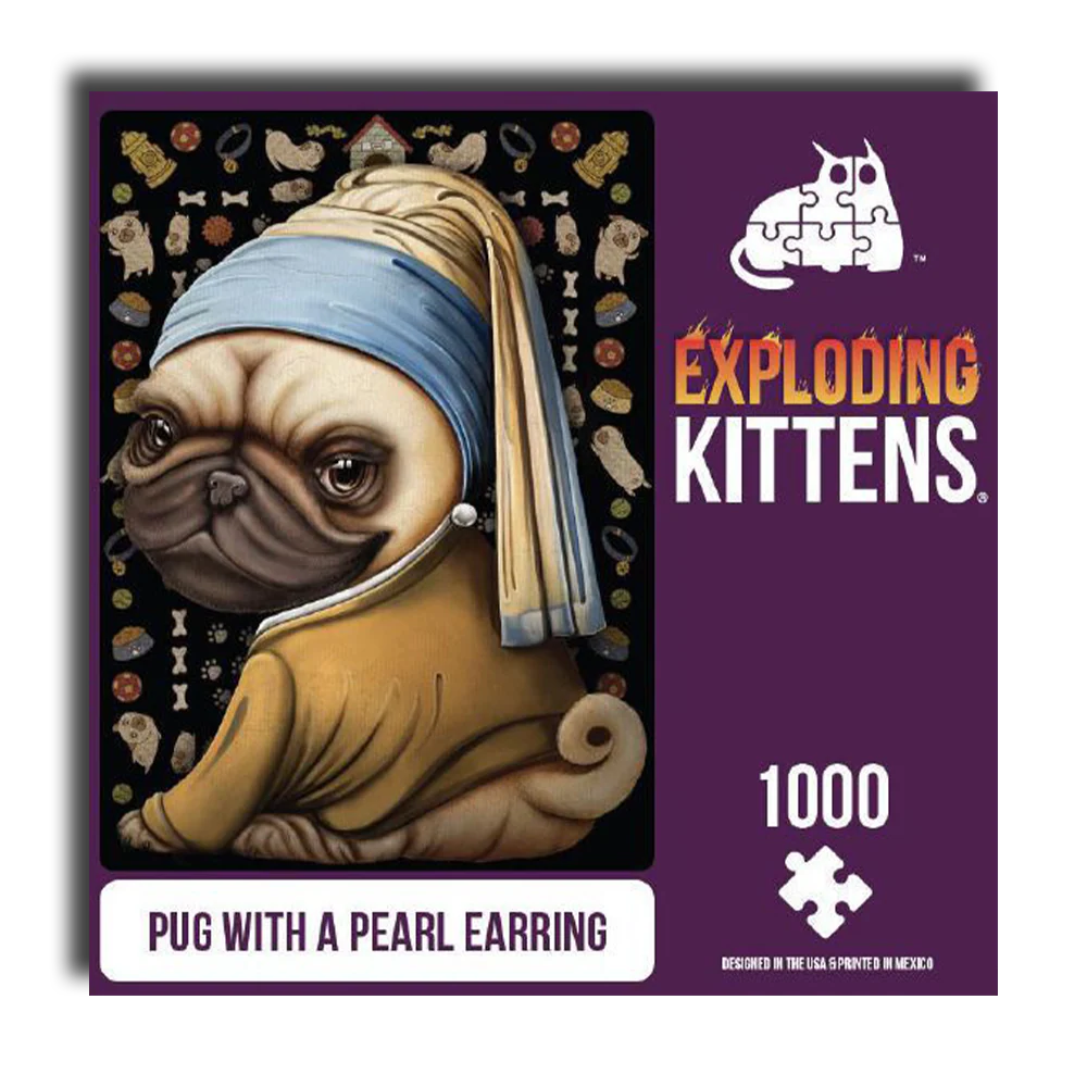 Exploding Kittens Puzzle Pug with a Pearl Earring 1000 Piece Jigsaw