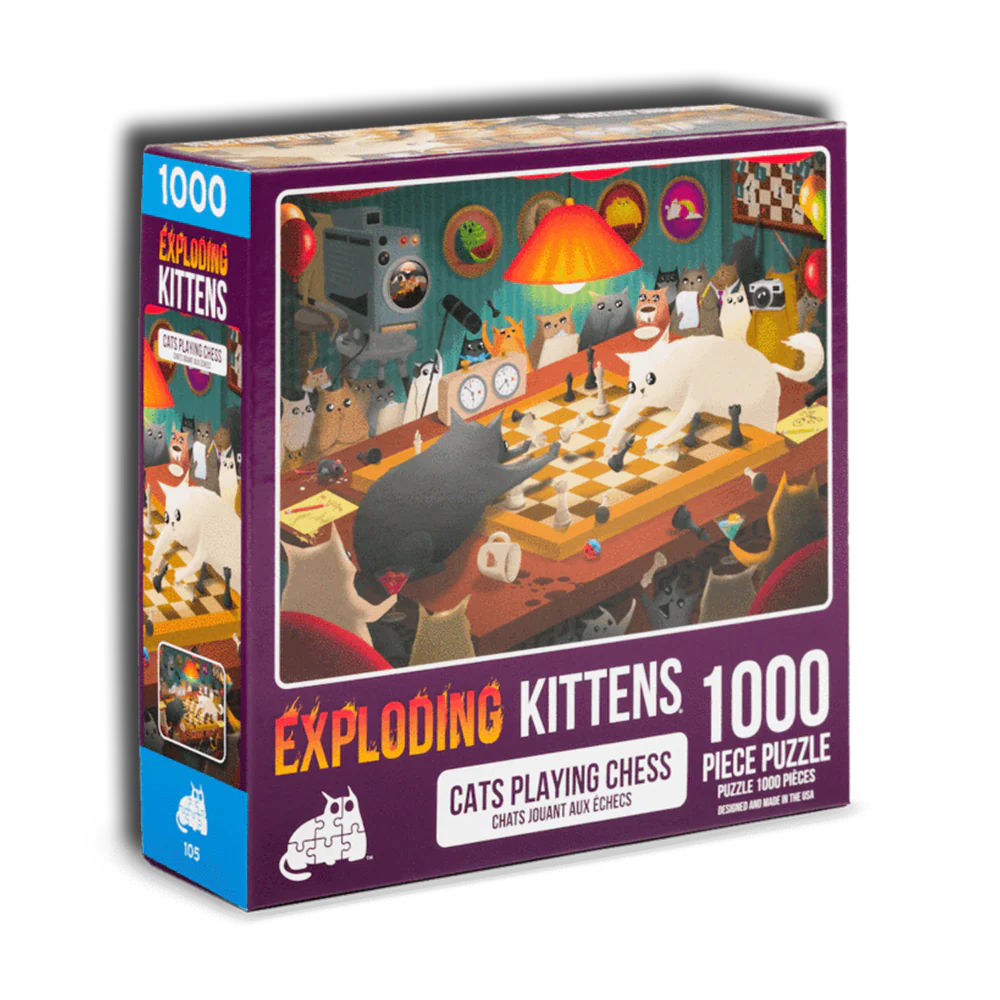 Exploding Kittens Cats Playing Chess 1000 Piece Jigsaw