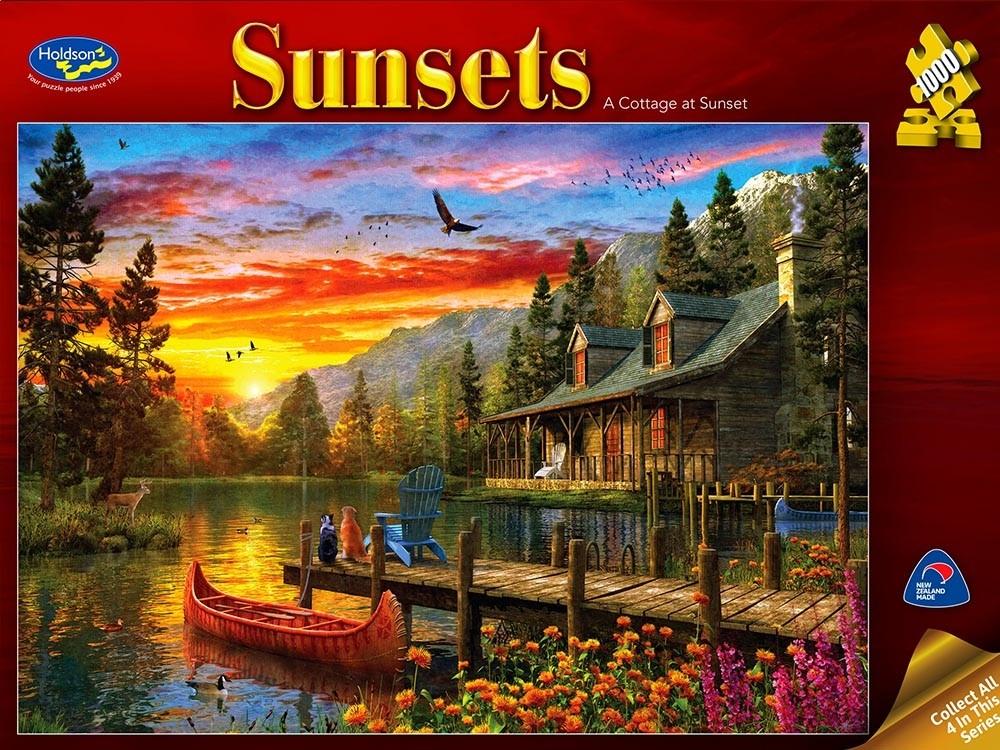 Holdson - Sunsets 3 A Cottage At Sunset 1000 Piece Jigsaw